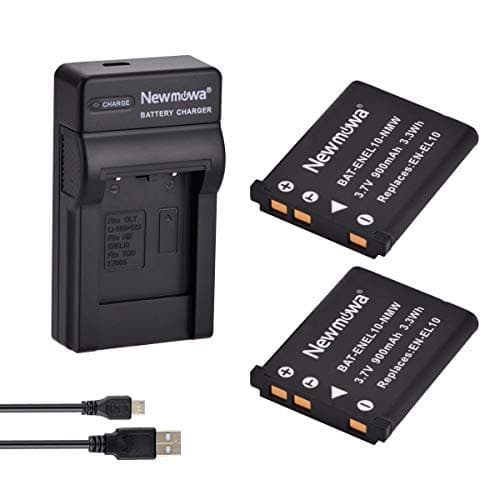 Image of Newmowa Replacement EN-EL10 (2) Battery and Micro USB Portable Charger Kit for Nikon Coolpix S60, S80, S200, S202, S203, S205, S210, S220, S225, S230, S500, S510, S520, S570, S600, S700 00, s3 000
