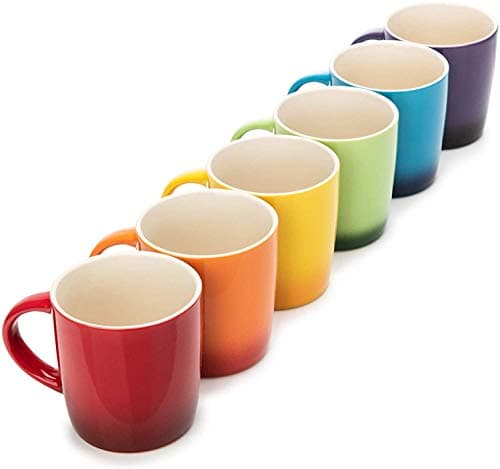 Image of Dawsons Living Multi-Coloured Stoneware Mugs Set - Wide Tea Coffee and Hot Chocolate Cups - Set of 6-11 oz / 312ml