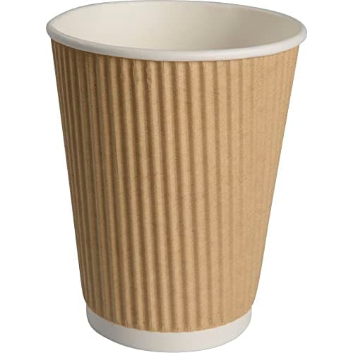 Image of ABENA Gastro-Line Disposable Hot Cup with Ripple Wall Outer Design Which Offers Comfort & Heat Protection When Enjoying Hot Coffee, Tea And Other Hot Drinks - Brown, 40cl (Pack of 25)