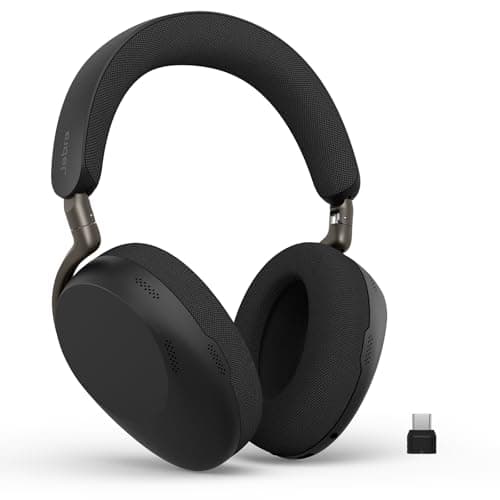 Image of Jabra Evolve3 85 Over-Ear Wireless Bluetooth Headset with Microphone for Work, USB-C, AI Voice Call Technology, Adaptive Active Noise Cancellation, 25-Hour Battery, Works with Meeting Apps, Black
