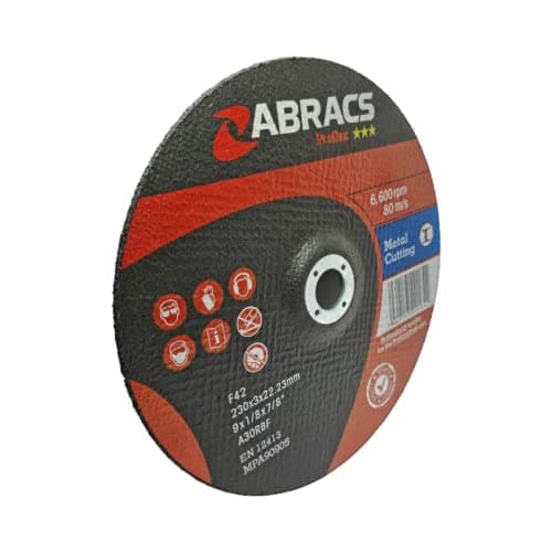 Image of Abracs Cut Off Wheels - Thin Metal Cutting Discs For Angle Grinders 230mm x 3.0 x 22mm (5") 5-Pack