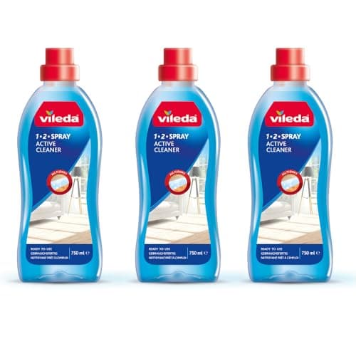 Image of Vileda 1-2 Spray Active Cleaner, Diluted Cleaning Liquid for 1-2 Spray Mop, Pack of 3 750ml, Streak Free Cleaning Solution for Floors, Fresh Scent