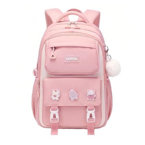 Image of Girls Backpacks for School Children, School Bags Causal Daypacks for Girls with Pins, B02-Pink-Large