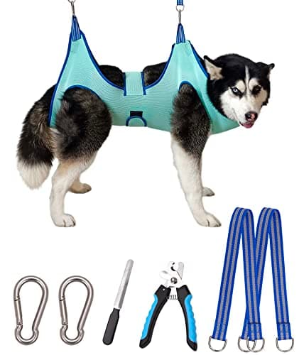 Image of Kkiimatt XX-Large Dog Grooming Hammock, 2023 New Edition - Hanging Clipping Harness Holder for Nail Clipping and Trimming, Wide Strap Dog Grooming Sling for Claw Care