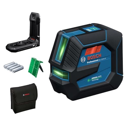 Image of Bosch Professional line Laser GLL 20-22 G Bracket LB 10, Green Laser, Indoor use, Dual Power Source, 2 x 1.5V LR6 Batteries, Protective Bag