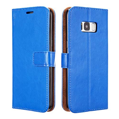 Image of NWNK13 Samsung Galaxy S6 (SM-G920) Phone Case Premium Leather Flip Case Book Wallet Case Card Holder Media Stand Shock Proof Case Protective Phone Cover Compatible for Samsung S6 Blue