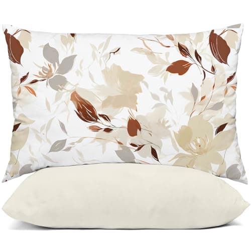 Image of YIYEA Pillow Cases Queen Size Set of 4, Ultra Soft Double Brushed Microfiber Pillowcases, Vibrant Floral Pillow Cases, Luxury Embroidered Bed Pillow Covers, Envelope Closure, 20"x30"