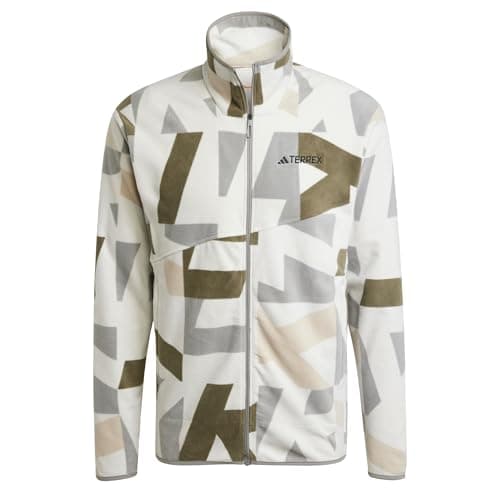 Image of adidas Men's Terrex Multi Printed Full Zip Fleece Jacket, Grey One/Olive Strata, XL