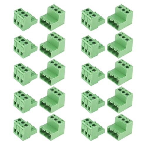 Image of AEDIKO 10 Sets 5.08mm Pitch Screw Terminal Block Connector Kit 3Pin Pluggable Quick Male and Female Connector 300V 20A for 12-24AWG Cable