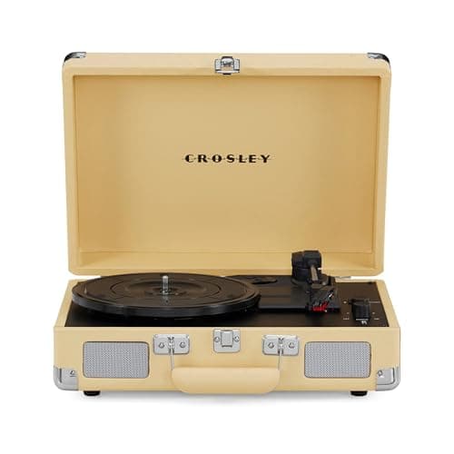 Image of Crosley Cruiser Deluxe Portable Turntable - Bluetooth Record Player, 3-Speed Suitcase Vinyl Player, Home Turntables for Vinyl Records, Built in Stereo Speakers & Bluetooth Receiver, AUX Input, Fawn