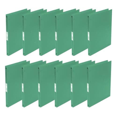 Image of Q-Connect KF02919 Ring Binder/Pack of 12 / A4 4-Ring 16 mm/Colour: Green Transparent/Made of Strong Translucent PP Film / 22 mm Spine/Ring Binder Plastic/Ring Binder Slim Thin Folder