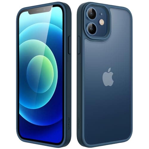 Image of JETech Matte Case for iPhone 12 Mini 5.4-Inch, Shockproof Military Grade Drop Protection, Frosted Translucent Back Phone Cover, Anti-Fingerprint (Blue)