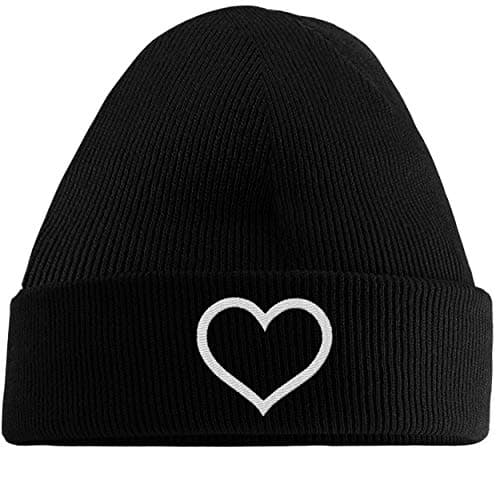 Image of Hippowarehouse Simple Heart Embroidered Beanie Hat Black