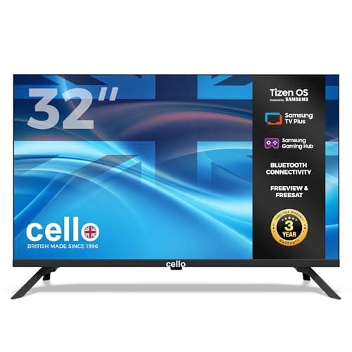 Image of Cello C3225TZ Frameless 32 Inch HD Ready Smart TV Powered by Tizen Operating System Cloud Gaming Without Console - Bluetooth, HDMI, USB & Wi-Fi Connectivity Made in UK, Model Year 2025