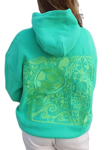 Image of Fiacafyo Cute Graphic Embroidery Hoodies for Teen Girl Women Y2K Oversized Long Sleeve Pullover Tops Aesthetic Preppy Sweatshirts (B-green, S)