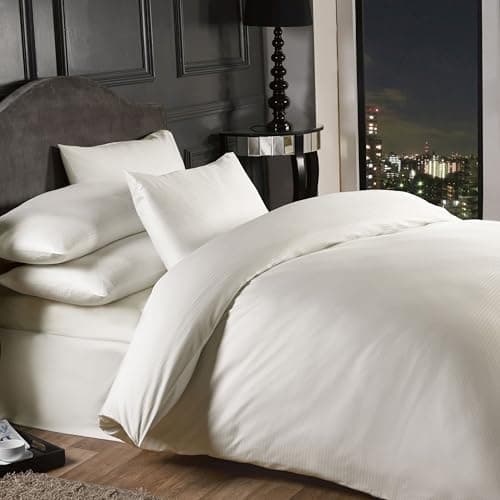 Image of Emma Barclay Grosvenor - 1000 Thread Count Pin Stripe Fitted Sheet in Cream - Super King Bed