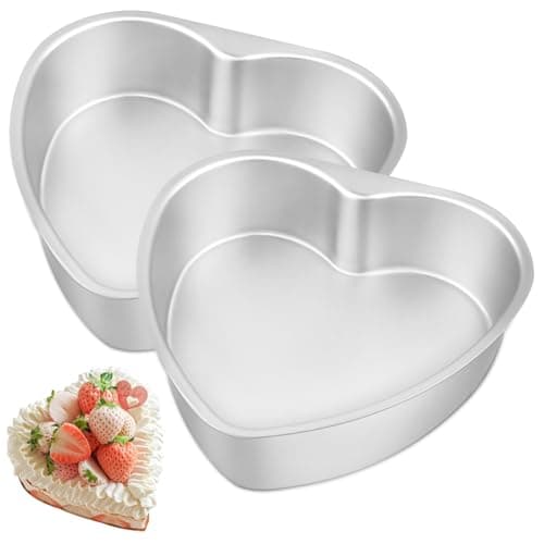 Image of Mu Mianhua 2 Pcs Heart Shaped Cake Tin 8 Inch Love Cake Moulds Nonstick Heart Cake Pans Baking Tray Cheesecake Molds for DIY Baking Wedding Birthday Family Occasions