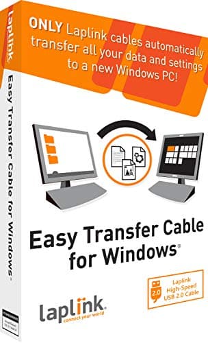 Image of LAPLINK Easy Transfer Cable, Includes PCmover Express Data Transfer Software and High Speed USB 2.0 Transfer Cable, Single Use License, Only Transfers Files and Settings. Compatible with Windows 11