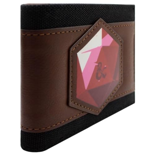 Image of PocketGear D&D Dungeons Dice Roll for Initiative Dragons Critical Fail Wallet Bi-Fold ID & Card Holder, Brown