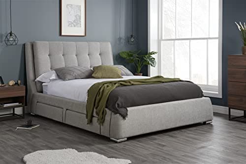 Image of Birlea Mayfair 4-Drawer Bed - Fabric, Grey, King Size