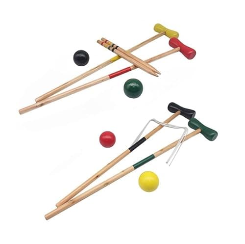 Image of L & P Home & Gifts Lesser & Pavey Garden Games Croquet 4 Players Set | Mallets, Balls, Wickets & Stakes Game Set | Outdoor Games for Families, Kids & Adults | Durable Solid Croquet Game Set