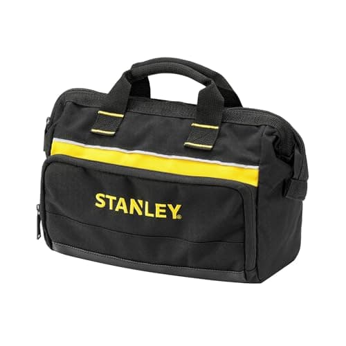 Image of STANLEY Tool Bag (12 inches) - Multiple Pockets for Tool Organisation, Heavy-Duty 600 Denier Fabric, Black, 30 x 25 x 13 cm, 1-93-330