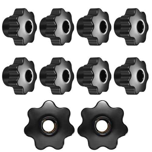 Image of HAOCHEN 10 Pcs M8 Star Shape Head Knobs, Black Plastic Female Thread Clamping Knobs, Grip Hand Knob Handle for Woodworking Fixture Furniture Machine Tool