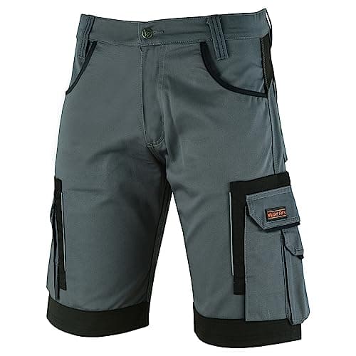 Image of WrightFits® Olympian Work Shorts Men Safety Combat Summer Cargo Shorts Multi Pockets Triple Stitched Heavy Duty Durable Workwear Combat Short for Men UK(42w) Grey