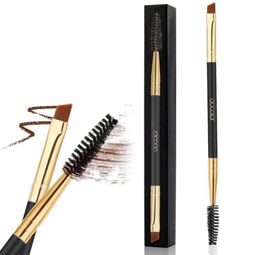 Image of Docolor Eyebrow Brush Duo Eyebrow Spoolie 1Pcs Professional Angled Eye Brow Brush Perfect for Lining and Shaping Brows, Spoolie for Brows or Lashes Black
