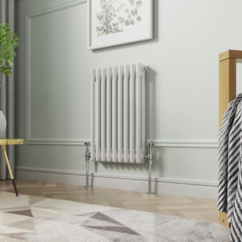 Image of NRG 600 X 425 mm Gloss White 2 Column Radiators Horizontal Central Heating Cast Iron Rads