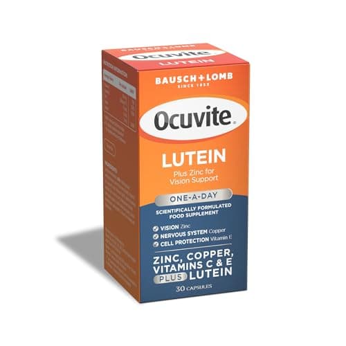Image of Ocuvite Lutein Supplement, by Bausch + Lomb, Lutein with Zinc, Copper, Vitamin C and E, One Capsule per Day