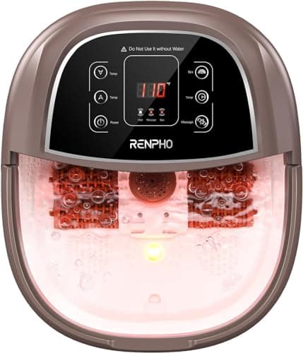Image of RENPHO Foot Spa and Massager with Heater, Gifts for Women, Foot Spa with Auto Roller Massager, Foot Bath with 3 Massage Modes, Foot Massager Spa, Adjustable Timer and Temperature, Brown
