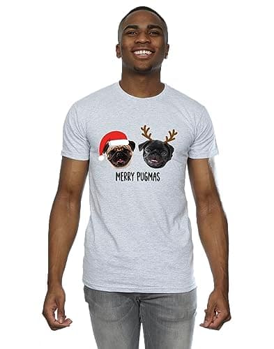 Image of Absolute Cult Christmas Men's Merry Pugmas T-Shirt Sport Grey XXX-Large