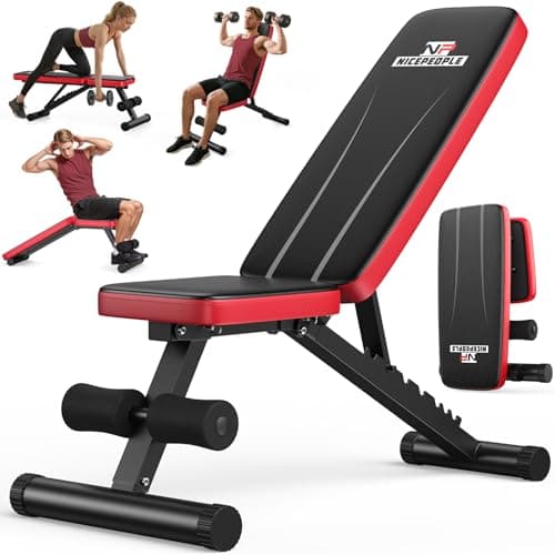 Image of NICEPEOPLE Basic Weight Bench for Home Gym, 8 Backrests Adjustable Bench with 300KG Weight Capacity for Chest Shoulders Arms Muscles, Foldable and Compact for Small Space Apartment Room