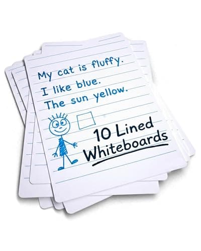 Image of Show-me - A4 Mini Whiteboards | Lined Drywipe Boards | Lightweight 0.5mm Super-Flexible Design | Portable Classroom and Study Essential for School Use, Pack of 10