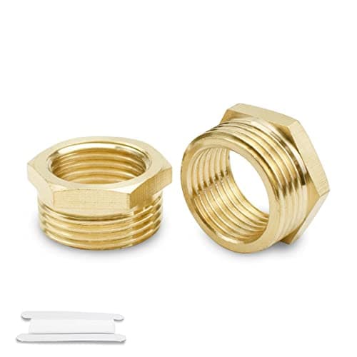 Image of Bwintech 2 Pcs 3/4" Female to 1" Male BSP Thread Brass Hex Bushing Reducing Connector for Pipe Connecting Conversion