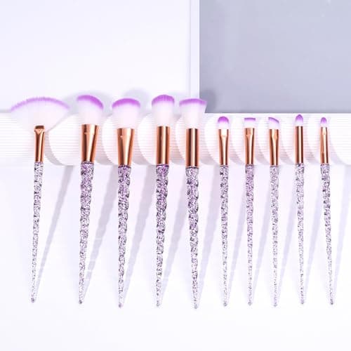 Image of 10 PCS Glitter Crystal Makeup Brush Set (Purple)