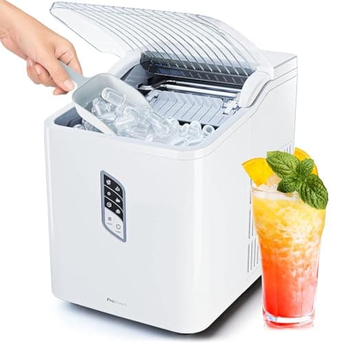 Image of Pro Breeze® Ice Maker Machine, Large Countertop Ice Cube Maker with Ice Scoop, 15 kg Compact Self-Cleaning Ice Machine, Ice Ready in 6-9 Mins, 2 Sizes of Bullet Ice for Home/Kitchen/Office/Bar/Party