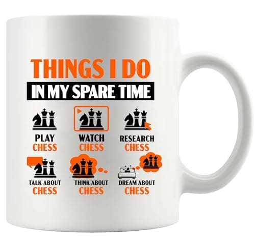 Image of Panvola Things I Do In My Spare Time Chess Gifts Chess Player Coach Chess Lover Dad Boyfriend Husband Brother Ceramic Mug 11 oz White