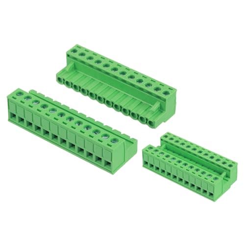 Image of sourcing map 12 Pin 5mm 0.2 Inch Pitch PCB Mount Screw Terminal Block Connector Male Female, Green