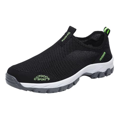 Image of LOIJMK Barefoot Shoes Men's Summer Grey Water Shoes Breathable Comfortable Summer Shoes Toe Shoes Beach Shoes Leisure Shoes Sports Shoes Slip-On Casual Plate Shoes Comfortable Non-Slip, black, 9.5 UK