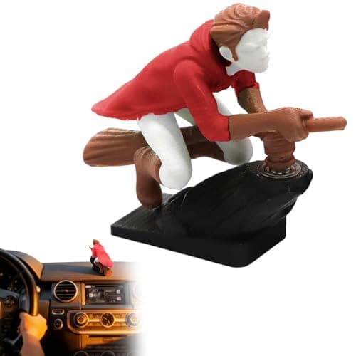 Image of Witch and Wizard Broomstick Dashboard Drift Ornaments,Fun Drift Turn Wizard Broomstick Decor,Flying Doll Car Moving Cute Dashboard Interior Accessory,Mini Dynamic Interactive Automobile Accessory (A)