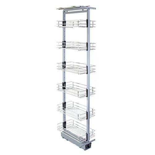 Image of KuKoo Pull Out Kitchen Larders, 46cm D, 170-195cm H, Soft Close Slide Out, Storage Cabinet Wire Baskets