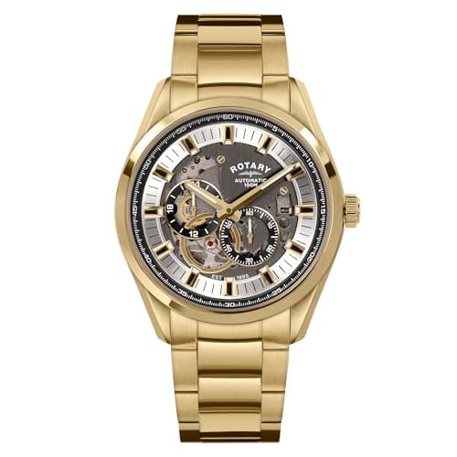 Image of Rotary Men's Seamatic Eclipse 100M Water Resistance Gold Plated Stainless Steel Bracelet Watch