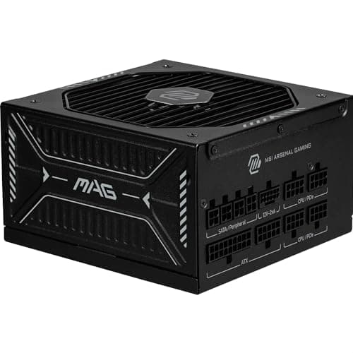 Image of MSI MAG A850GLS PCIE5 Power Supply Unit, 850W, 80 PLUS Gold, ATX 3.1, PCIe 5.1 GPU Support, Native 12V-2x6, Dual-color 12V-2x6 connector, ATX PSU, Embossed Jacket Cables