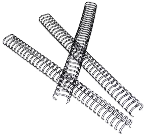Image of RAYSON Wire Binding Spines, 34-Loop, 105 Sheets, 3:1 Pitch, A4, 15.9 mm, Black, Pack of 50