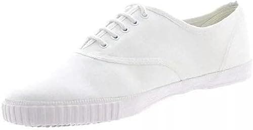 Image of Unisex White Plimsolls Pumps – Kids Adults PE School Trainers Canvas Lace-Up Sport Gym Shoes (Adult 9)