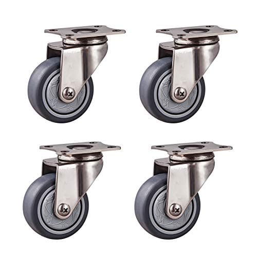 Image of Castor Wheels, Heavy Duty Furniture Trolley Castor Wheels Plate Swivel TPR Stainless Steel Gray 40mm/50mm(Universal,50mm)
