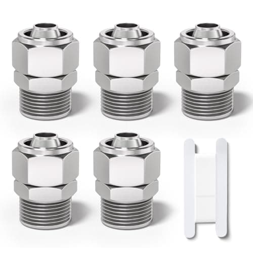 Image of Bwintech 5 Pcs 10mm Tubing OD x 1/4" Male BSP Thread Straight Push to Connect Lock Nut Tube Pneumatic Fitting,KPC8-02 Quick Air Line Adapter