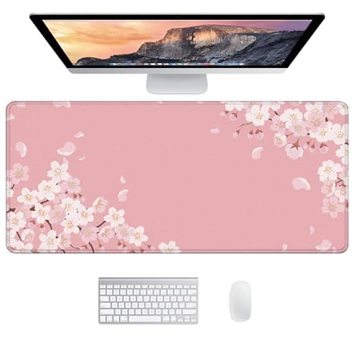 Image of JJ PRIME Mouse Pad, XXL Desk Mat - Japanese Cherry Blossom, Smooth Surface, Anti-Slip Rubber Base, Protective, Stylish, 90 x 40cm